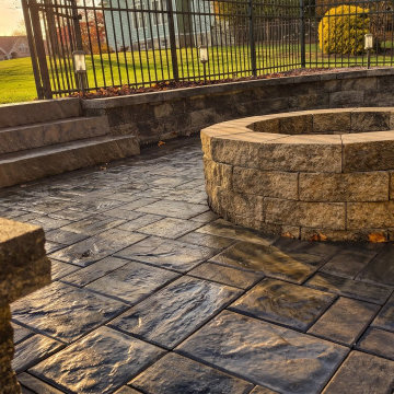 Stone Patio Fire Pit Installation Ballston Spa, NY Backyard