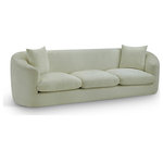 Meridian Furniture - Penelope Upholstered Sofa, Mint, Chenille Fabric - Discover the sophisticated charm of the Penelope sofa, crafted in luxurious soft mint chenille fabric. This elegant piece features a solid wood inner frame for durability and a contemporary design that elevates any space. Included pillows enhance its comfort and style, making it an ideal centerpiece for gatherings. Transform your home with the true embodiment of refined taste and timeless beauty.