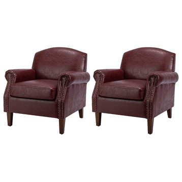 Eric Mid-century Armchair, Set of 2, Red