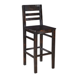 Sunset Trading - Barstool, Distressed Black Finish - Bar Stools And Counter Stools
