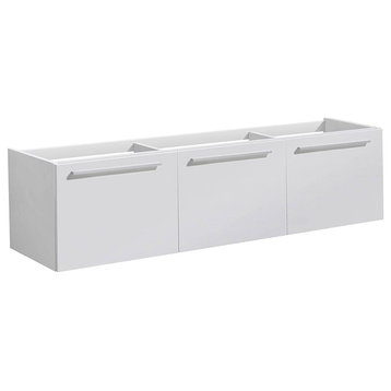 Fresca FCB8093WH Vista 60" White Wall Hung Single Sink Modern Bathroom Cabinet