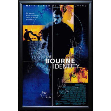 Bourne Identity Signed Movie Poster, Custom Frame