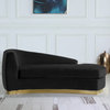 Julian Velvet Upholstered Chaise, Black, Gold Base