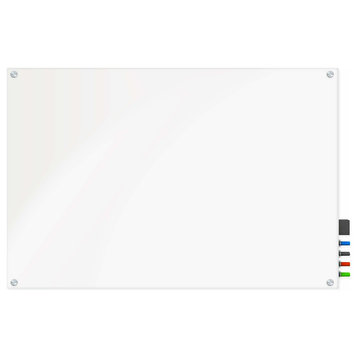 Magnetic Eraser Glass Board 36 x 48 Inches Eased Corners - White Low Iron Glass