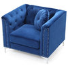 Pompano Navy Blue Tufted Velvet Accent Chair