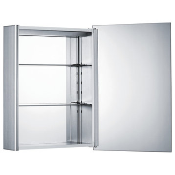 Single Mirrored Door Surface Mount Anodized Aluminum Medicine Cabinet