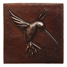 Hummingbird Design Hammered Copper Tile, 8"x 8"