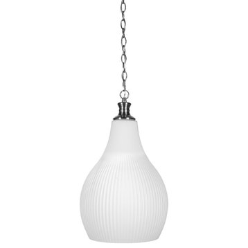 Carina 1-Light Chain Hung Pendant, Brushed Nickel/Opal Frosted