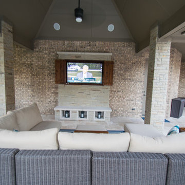 Transitional Curved Cool Pool with Amazing Water Features