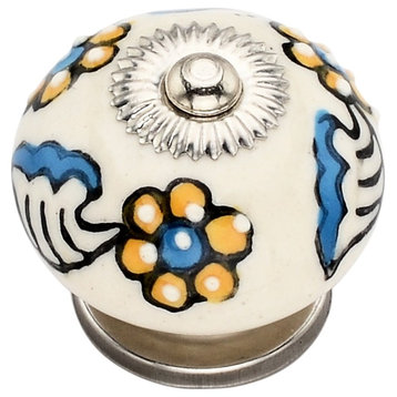 Ceramic Round, 1-3/7'' Decorative Hardware Blue Drawer Cabinet Knobs 10-pcs