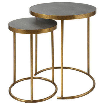 Uttermost Aragon Brass nesting tables, 2-Piece Set