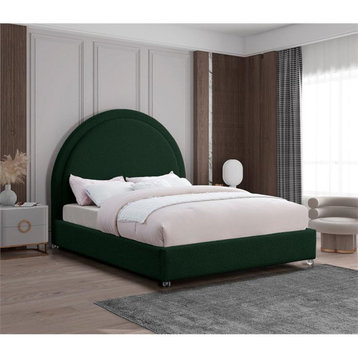 Maklaine Contemporary designed Green Finished Fabric King Bed