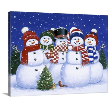 Five Snowmen Wrapped Canvas Art Print, 16"x12"x1.5"