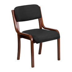 50 Most Por Office Chairs With No Wheels For 2018 Houzz Flash Furniture Luxcontemporary Wood Side Chair Black Fabric And Walnut Frame Office Chairs