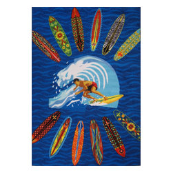 Fun Rugs - Fun Rugs Surf Time Collection Surfer Dude Area Rug, 39"x58" - Kids Rugs