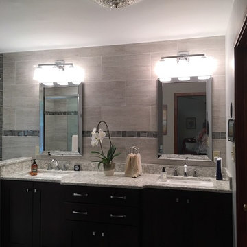 Transitional Bathroom Remodel with Accent Tiling
