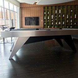 Mantis Pool Table in Brushed Aluminum and Black - Products