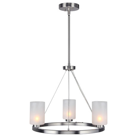 Woodbridge Lighting Charlotte 3-Light Chandelier, Opal Cylinder Glass, Halogen G