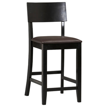 Torino Collection Contemporary Counter Stool 24, 17W X 20D X 37H, Black