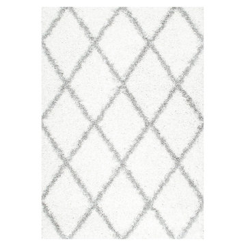 Soft and Plush Diamond Trellis Moroccan Lattice Shag Rug