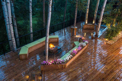 Inspiration for a large contemporary deck remodel in Edmonton