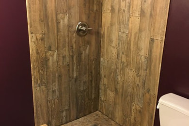 Rustic Faux Wood Shower Remodel