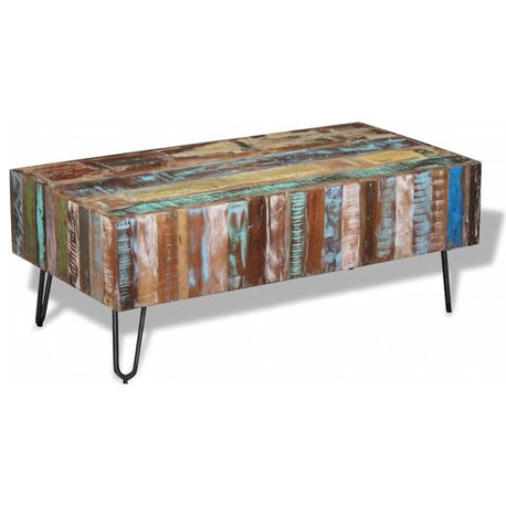 vidaXL Coffee Table, 39.37''x19.69''x14.96'', Solid Reclaimed Wood, Multicolor