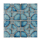 Moonbeam Porcelain Mosaic Floor and Wall Tile, Diva Blue