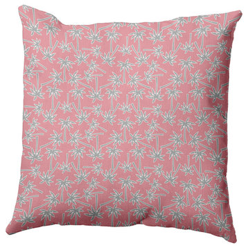 Palm Tree Pattern Decorative Throw Pillow, Pink Icing, 20"x20"