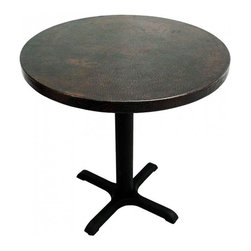 Round Copper Dining Table with Cast Iron X-Base - Dining Tables