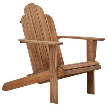 Linon Adirondack Sturdy Solid Acacia Wood Outdoor Chair in Acorn Brown Stain