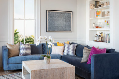 Example of a transitional family room design in San Francisco