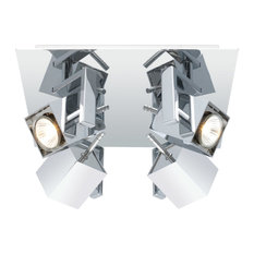 4x50W Square Ceiling Track Light, Chrome Finish