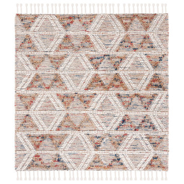 Safavieh Natura Collection NAT178Q Rug, Ivory/Red, 6' X 6' Square