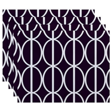 18"x14" Ovals Go 'Round Geometric Print Placemats, Set of 4, Purple