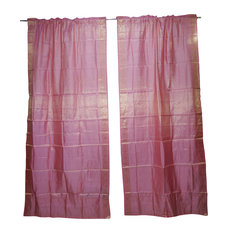 Mogul Interior - 2 Pink Sheer Sari Window Treatment Rod Pocket Decorative Drape 96x44 - Curtains