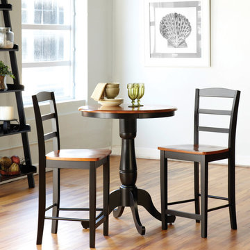 Traditional Styled Dining For Two With Round Counter Height In Black And Cherry