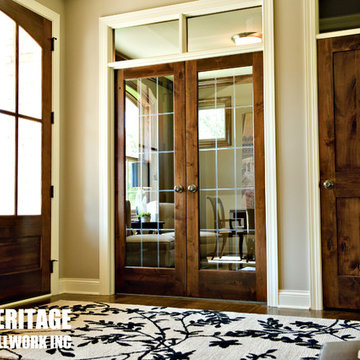 Knotty Alder Stained Dark with White Trim