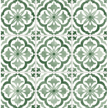 DB20504 Daisy Bennett Sorento Tile Jungle Green Vinyl Self Adhesive Wallpaper