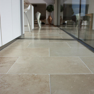 Contemporary Honed Travertine Kitchen