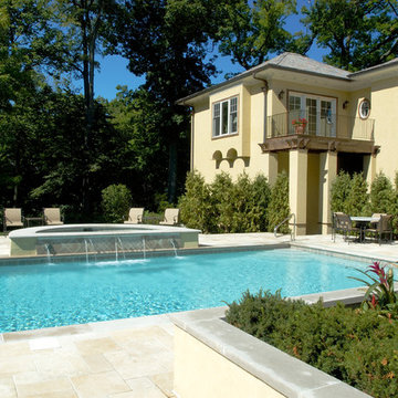 Highland Park, IL Mediterranean Swimming Pool and Raised Spa