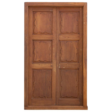 Antique British Colonial Teak Doors with Frame