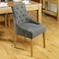 Accent Upholstered Oak Dining Chairs, Slate Fabric, Set of 2
