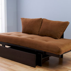 Elite Espresso Futon Lounger in Posh Teddy Bear - Products