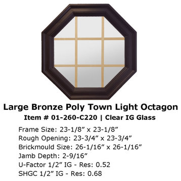 Large Four Season Town Light, Bronze Poly, With Grille 2-9/16" Jamb