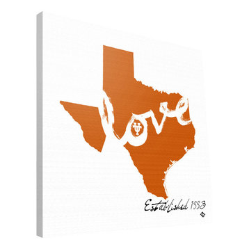 University of Texas Longhorns Established Love Canvas Print, 12"x12"