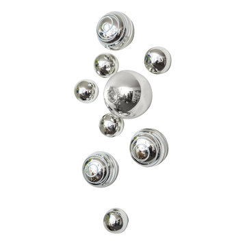 Wall Spheres - Silver & White ~ Set of 9