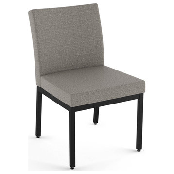 Amisco Perry Dining Chair, Silver Grey Polyester / Black Metal