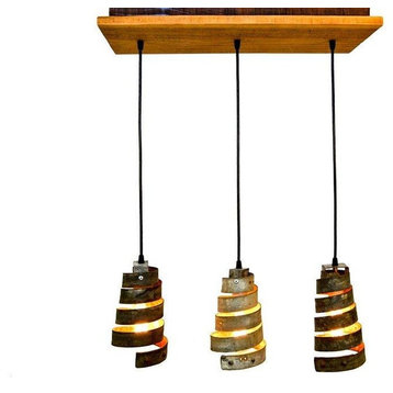 Wine Barrel Ring Chandelier - Caledonia - Made from reclaimed barn wood and wine