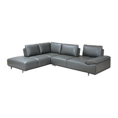 Roxanne Left Hand Facing Sectional, Back and Arm Cushions, Dark Gray